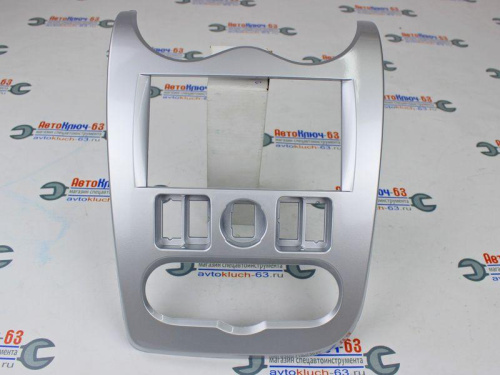 Центральная консоль панели приборов под 2 DIN магнитолу на Лада Ларгус Серебристый глянец