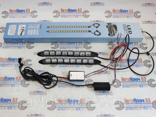 Огни ходовые c поворотником LED 12V, 8 светодиодов гибкие