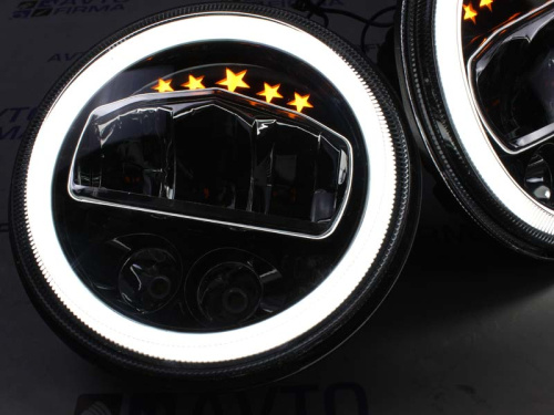 Фары светодиодные Нива, Уаз с встроенными ДХО и повторителем сигнала поворота hp-hld-31-01