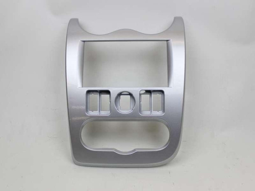 Центральная консоль панели приборов под 2 DIN магнитолу на Лада Ларгус Серебристый глянец