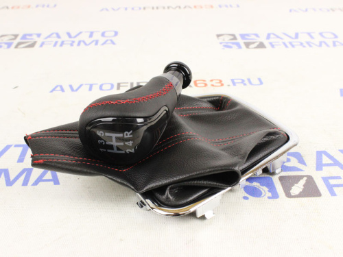 Ручка КПП на Лада Гранта, Калина 2 тросовый привод в стиле Веста с чехлом рамка хром Sal-Man