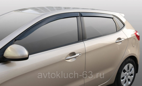 Картинка Дефлекторы (ветровики) для окон накладные Kia Rio хэтчбек 2012 Voin в интернет-магазине avtofirma63.ru  Дефлекторы (ветровики) для окон накладные Kia Rio хэтчбек 2012 Voin в интернет-магазине avtofirma63.ru