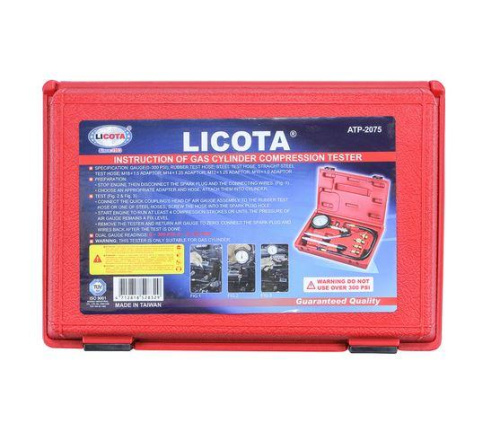 Компрессометр бензиновый, набор с гибкой, 2-мя жесткими насадками и переходниками Licota в интернет-магазине avtofirma63.ru 