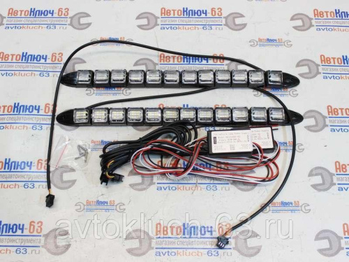 Огни ходовые c поворотником LED 12V, 12 светодиодов гибкие