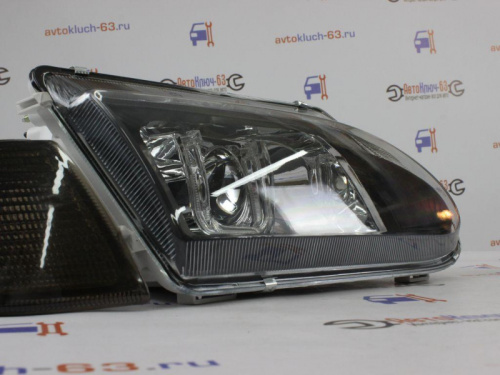 Тюнинг фары для а/м 2114 Лексус с Би линзой черной маской и ангельскими глазками