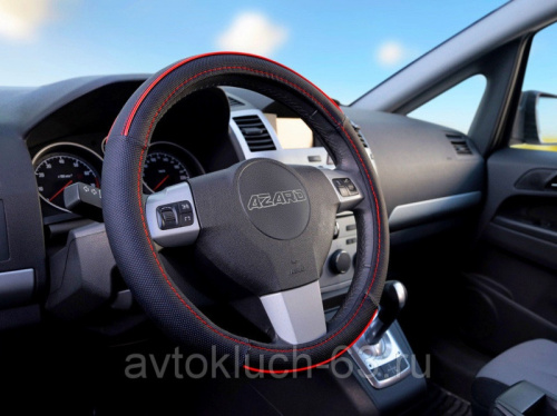 Оплетка на руль виниловая "M" (d=38см) Bold Vinil красная, Azard