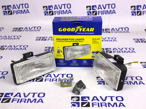 Фары противотуманные галогенные GOODYEAR универсальные прямоугольные
