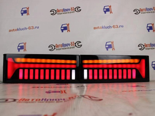 Задние диодные фонари на ВАЗ 2108-21099, 2113-2114 в стиле Ауди версия 2, с динамическим поворотником