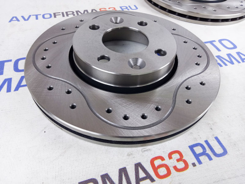 Тормозные диски вентилируемые R15, с перфорацией и насечками для а/м R-90, 2180-2181, ASP в интернет-магазине avtofirma63.ru 