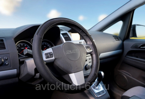 Оплетка на руль виниловая "L" (d=40см) Bold Vinil черная, Azard