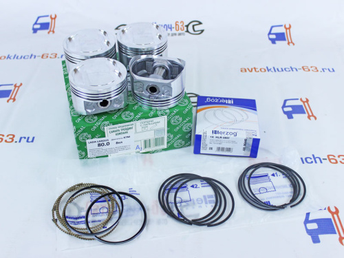 Комплект безвтыковых поршней с пальцами СТК на 8 кл R-90 с двигателем K7M 80.0 с кольцами Herzog в интернет-магазине avtofirma63.ru 