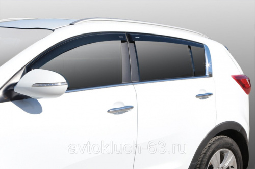Дефлекторы (ветровики) для окон накладные неломающиеся Samurai Киа Sportage Voron Glass в интернет-магазине avtofirma63.ru 