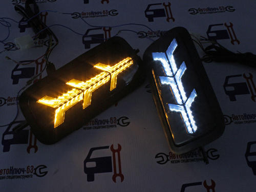 Подфарники Turbo с LED ДХО и бегающими поворотниками на Нива 4х4