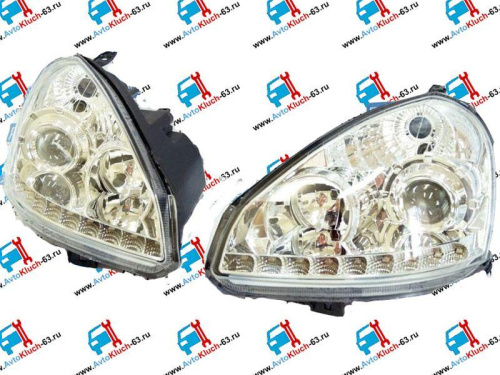 Фары PROSPORT RS-09939 С ДХО и линзой Хром корпус на Лада Приора