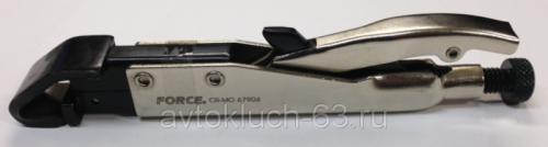 Зажим с фиксатором для кузовных работ, изогнутые губки для листов с загнутым краем ф67904 Force в интернет-магазине avtofirma63.ru 